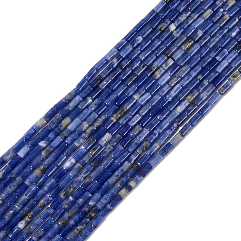 02 Mixed Gemstone Cylinder Tube Shape Beads Size 2x4mm 15'' Strand