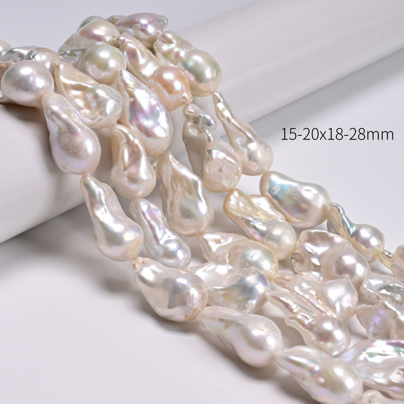 White Fresh Water Pearl Baroque Shape Beads 13-15x18-23mm 15-20x18-28mm 16" Strd