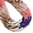 19 Gradient Multi-color Gemstone Smooth Rondelle Beads Size 4x6mm 15.5" Strand