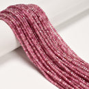 Natural Pink Tourmaline Faceted Cube Beads Size 2.5mm 15.5'' Strand