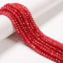 Red Dyed Jade Faceted Rondelle Beads Size 4x6mm 15.5'' Strand