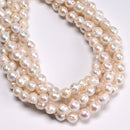 Natural White Fresh Water Pearl Baroque Drop Shape Beads 8-9x11-12mm 15.5" Strd
