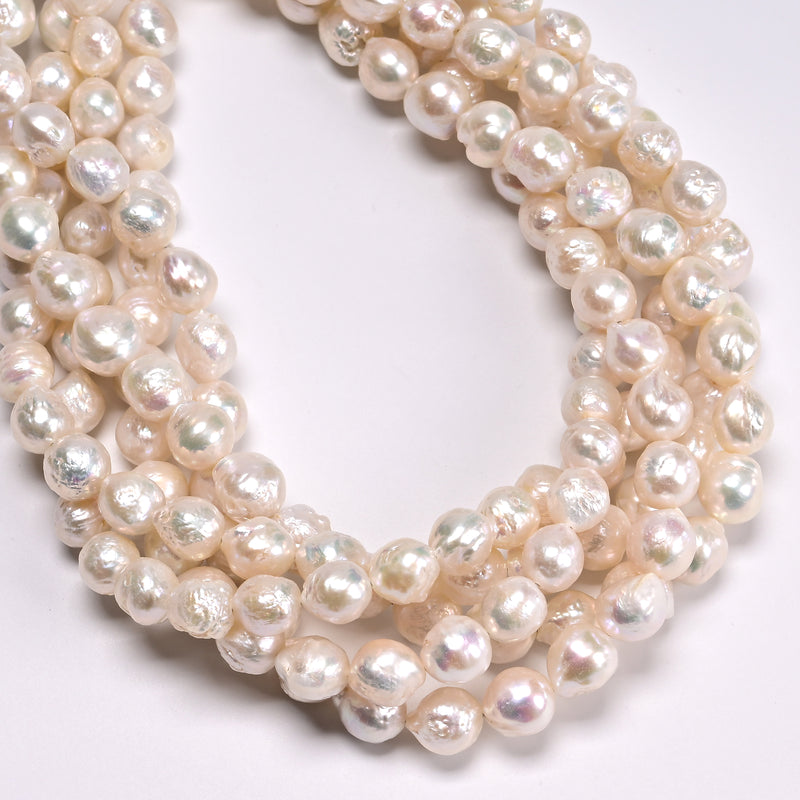 Natural White Fresh Water Pearl Baroque Drop Shape Beads 8-9x11-12mm 15.5" Strd