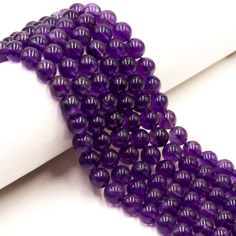 Natural Light Amethyst Smooth Round Beads Size 10mm 12mm 15.5" Strand