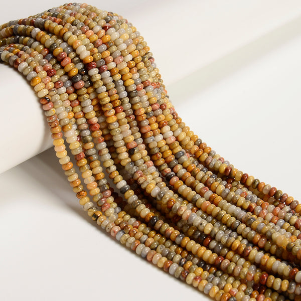 Natural Yellow Crazy Lace Agate Smooth Rondelle Beads Size 2x4mm 15'' Strand