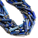 Natural Lapis Lazuli Faceted Rectangle Irregular Tube Beads 6-7x18-30mm 15.5" L