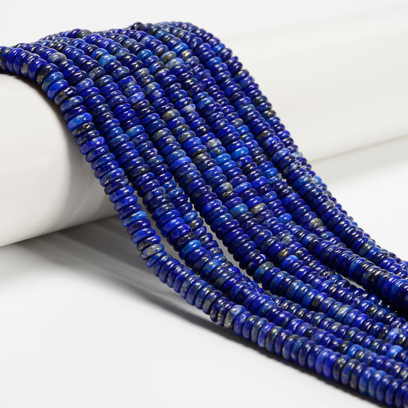 Natural Lapis Smooth Rondelle Beads Size 2x6mm 15.5'' Strand