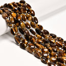 Natural Yellow Tiger Eye Faceted Flat Oval Shape Beads Size 9x14mm 15" Strand