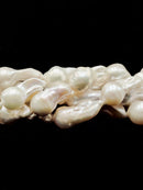 White Fresh Water Pearl Baroque Fireball Shape Size 10-20x15-33mm 15.5" Strand