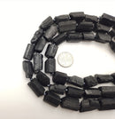 Black Tourmaline Rough Cylinder Tube Beads 13x18mm 15.5" Strand