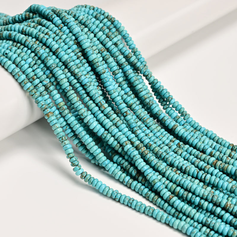 Multi Blue Magnesite Turquoise Smooth Rondelle Beads Size 2x4mm 15.5'' Strand