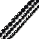 Black Agate Faceted Oval Shape Beads Size 6x8mm 8x10mm 15.5'' Strand