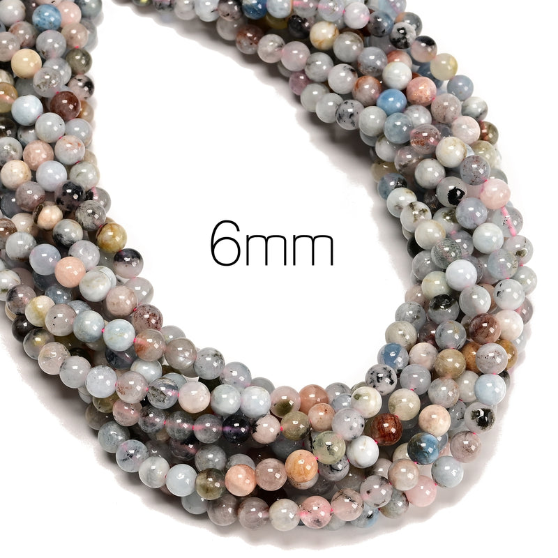 02 Natural Morganite Smooth Round Beads Size 6mm 8mm 15.5" Strand