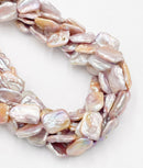 Natural Purple Peach Color Fresh Water Pearl Rectangle Beads Size 13x18mm 15''St