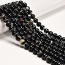 Black Stripe Agate Smooth Round Beads Size 8mm 10mm 15" Strand