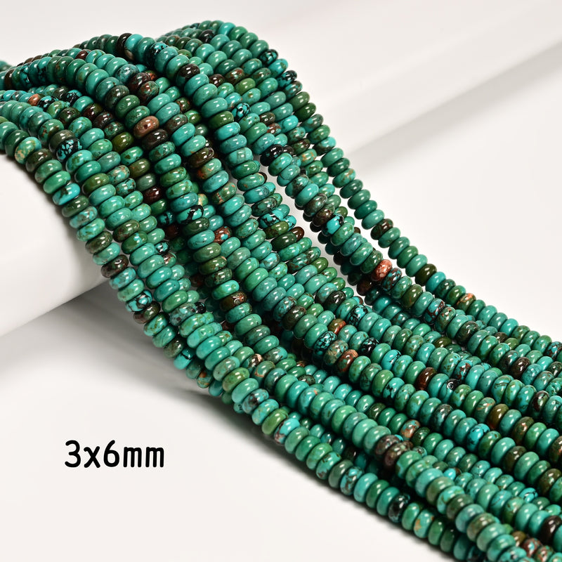 Blue Green Turquoise Smooth Rondelle Beads Size 2.5x4mm 3x6mm 5x8mm 15.5''Strand