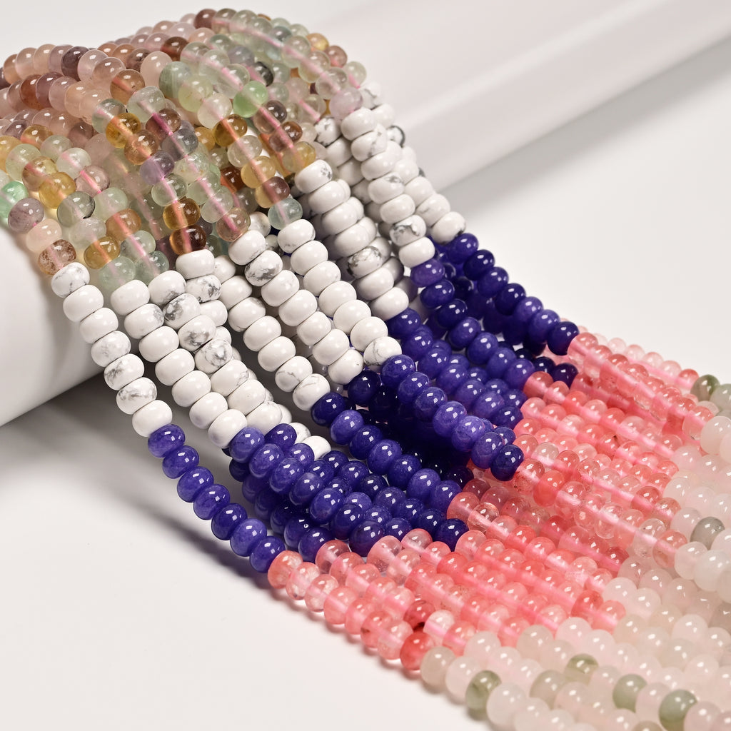 19 Gradient Multi-color Gemstone Smooth Rondelle Beads Size 4x6mm 15.5 ...