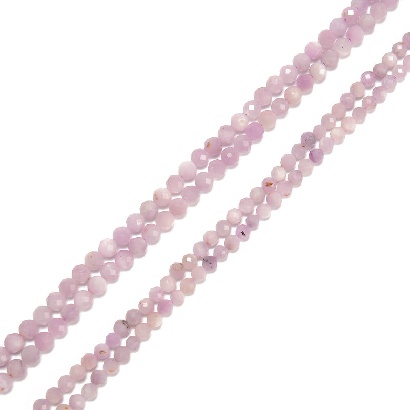 Natural Kunzite Faceted Round Beads Size 4mm 5mm 15.5" Strand