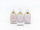 Natural Opal Essential Oil Necklace Flat Bottom Perfume Bottle & Golden Chain