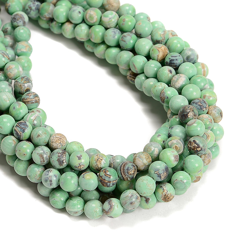 Green Terra Agate Smooth Round Beads Size 8mm 15.5'' Strand