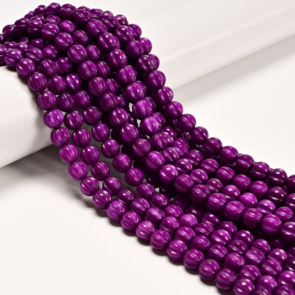 Sugilite Color Dyed Jade Carved Pumpkin Shape Beads Size 8mm 10mm 15.5" Strand