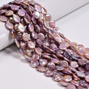 Natural Purple Fresh Water Pearl Coin Shape Beads 10-10.5mm 10-11mm 15" Strand