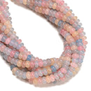 Multi Morganite Color Dyed Jade Smooth Rondelle Beads Size 5x8mm 15" Strand