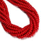 Red Coral Color Dyed Jade Smooth Rondelle Beads Size 5x8mm 15.5'' Strand