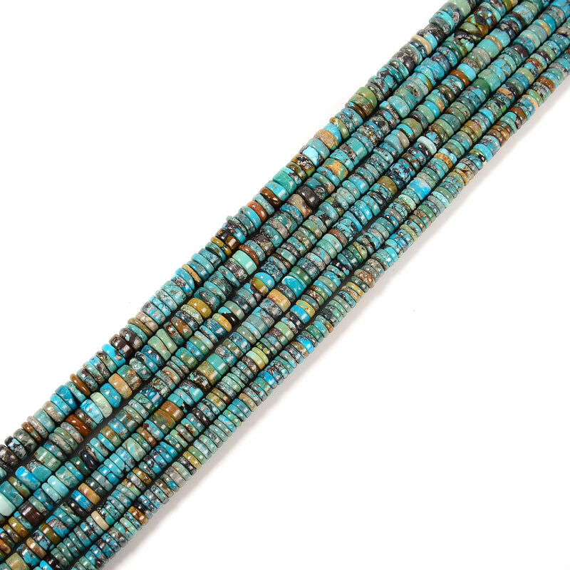 Natural Multi Blue Turquoise Heishi Disc Beads Size 2x5mm 2x6mm 2x7mm 15.5" Strd