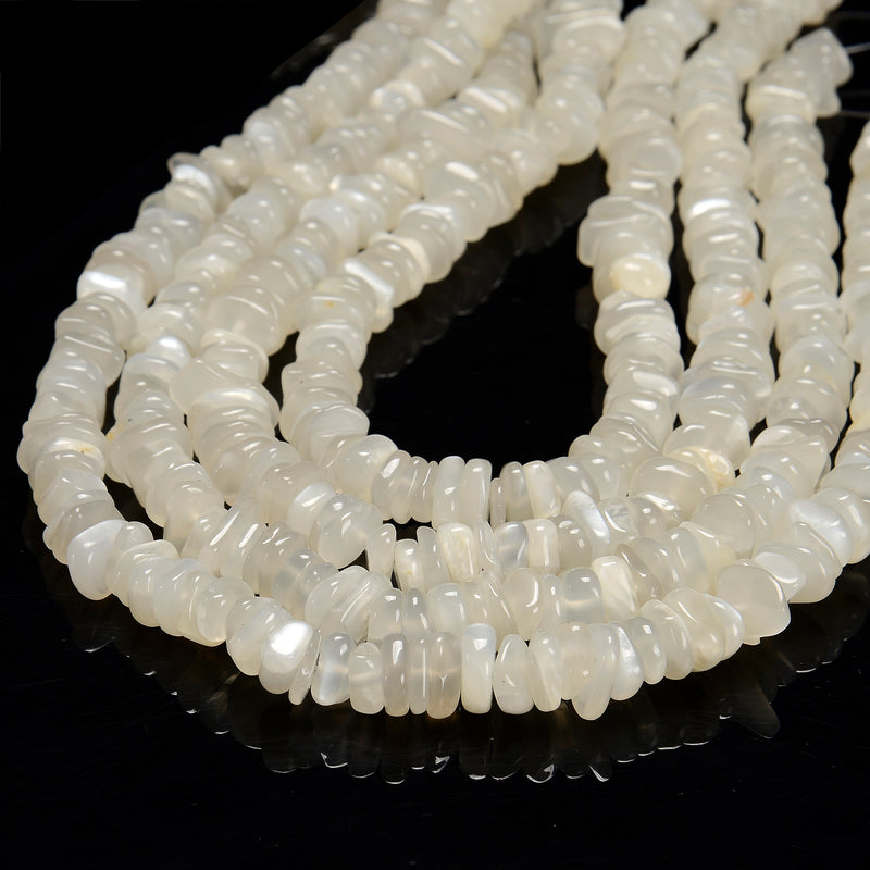 Cream White Moonstone Pebble Nugget Slice Chips Beads Size 3-5x8-10mm 15.5'' Std