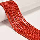 Red Orange Bamboo Coral Smooth Round Beads 2.6-3mm 15.5" Strand