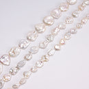 Natural White Fresh Water Pearl Flat Nugget Beads Size 16mm 22mm 25mm 16" Strand