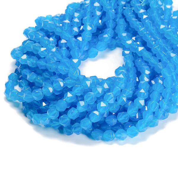 Aqua Color Agate Star Cut Beads Size 8mm 15.5'' Strand