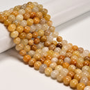 Natural Yellow Jade Center Drill Full Oval Shape Beads Size 9x11mm 15" Strand