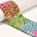 Gradient Multicolor Dyed Jade Smooth Round Beads Size 8mm 14.5" Strand