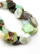 Natural Chrysoprase Faceted Nugget Chunk Beads Size Approx 30mm 15.5" Strand