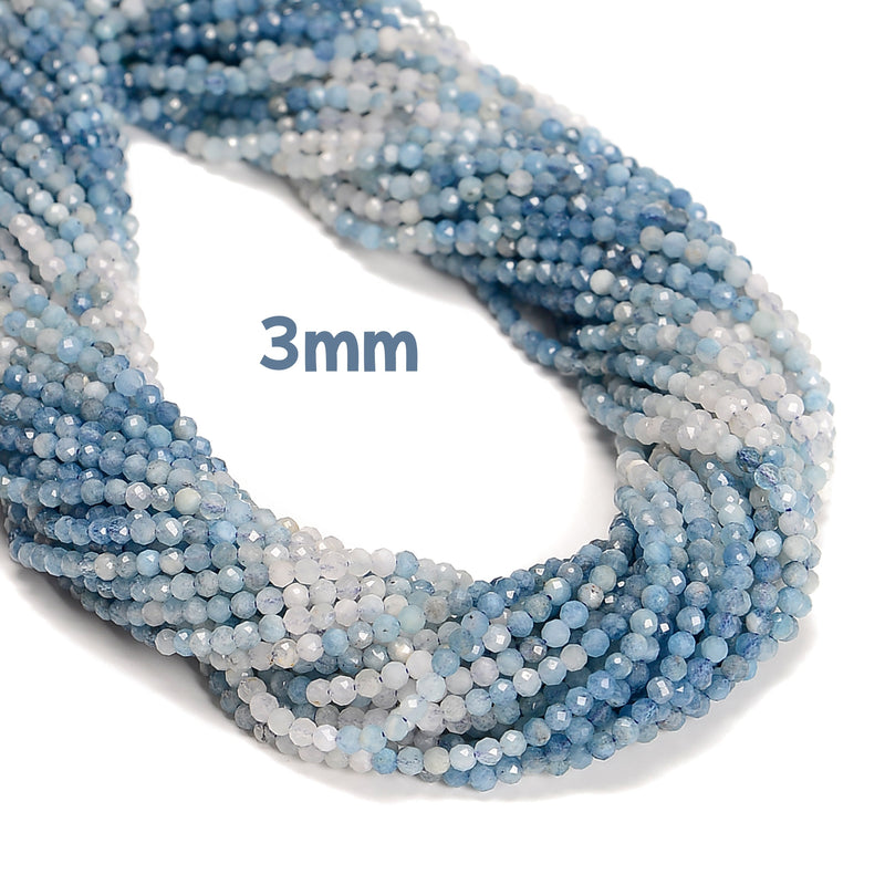 thumbnail image 2 of AAA Natural 4mm Dark Aquamarine Faceted Round Loose Beads – 15" Strand, Center-Drilled 2 of 6
