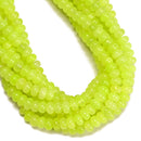 Neon Lemon Color Dyed Jade Smooth Rondelle Beads Size 5x8mm 15.5" Strand