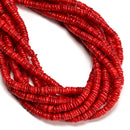 Red Color Mother of Pearl Shell Heishi Disc Beads Size 2x6mm 15.5" Strand