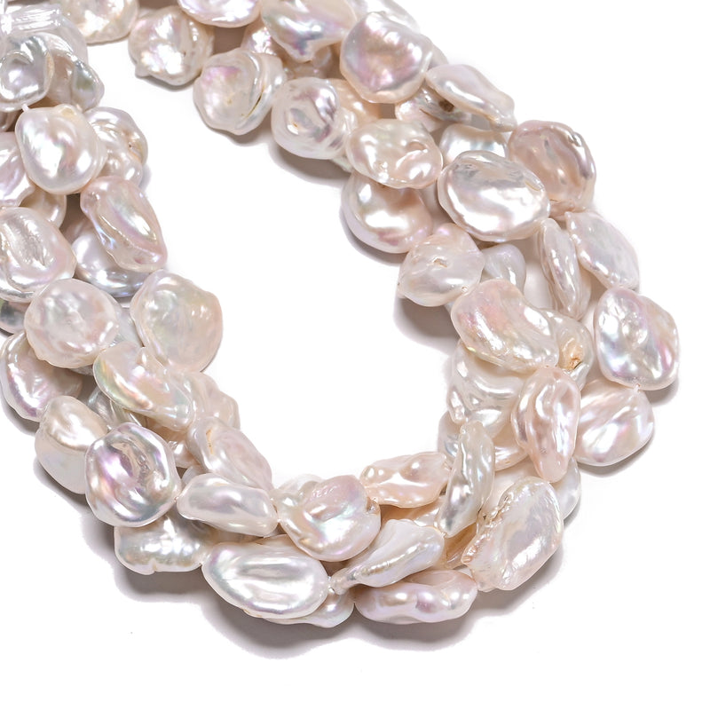 White Fresh Water Keshi Pearl Irregular Nugget Beads 16-20x18-28mm 15.5'' Strand