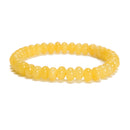 Yellow Color Dyed Jade Smooth Rondelle Beaded Bracelet Size 5x8mm 7.5'' Length