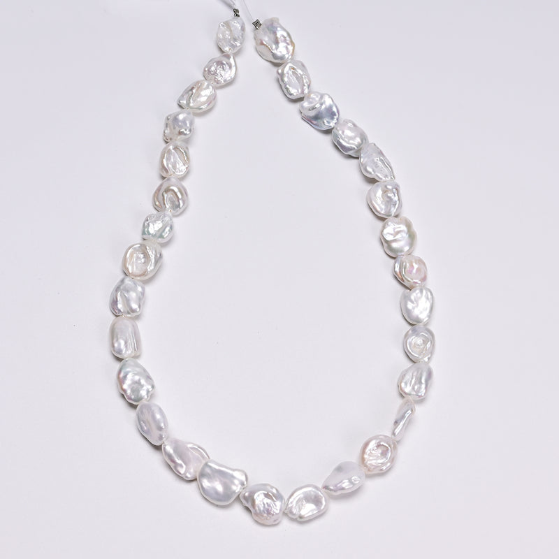 White Fresh Water Pearl Irregular Chunk Beads 9-10x11-12mm 11-12x14-16mm 15"Strd