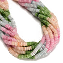 Gradient Morganite Color Dyed Jade Smooth Rondelle Beads Size 2x6mm 15" Strand