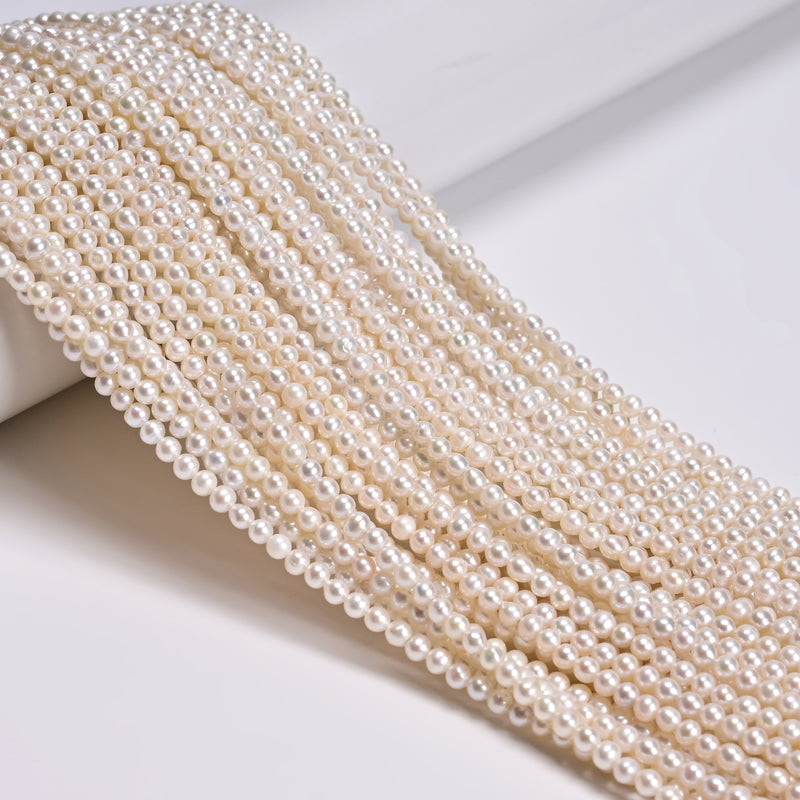 Natural White Fresh Water Pearl Round Beads Size 3-3.5mm 15.5'' Strand