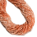 Natural Gradient Sunstone Faceted Round Beads Size 2mm 3mm 4mm 15.5" Strand