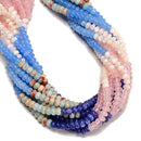 14 Gradient Multi-color Gemstone Smooth Rondelle Beads Size 4x6mm 15.5" Strand