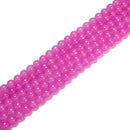 Bright Fuchsia Crystal Glass Smooth Round Beads Size 8mm 15.5" Strand