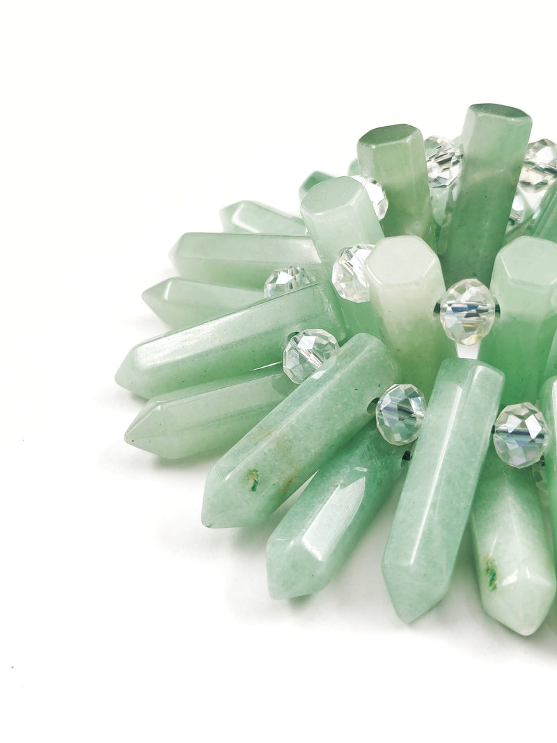 Green Aventurine Top Drilled Faceted Point Size 8x32mm 15.5" Strand