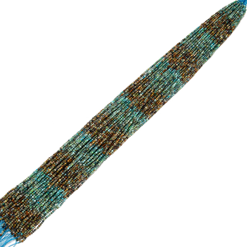 Natural Gradient Turquoise Faceted Round Beads Size 2mm 15.5'' Strand