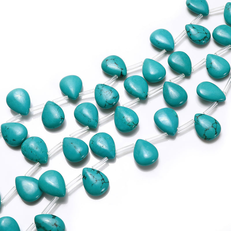 Blue Green Turquoise Top Drilled Teardrop Beads Size 12x16mm 15.5'' Strand